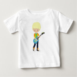 T-shirt Pour Bébé Rock Boy, Cheveux Blond, Joueur de guitare, Musiqu