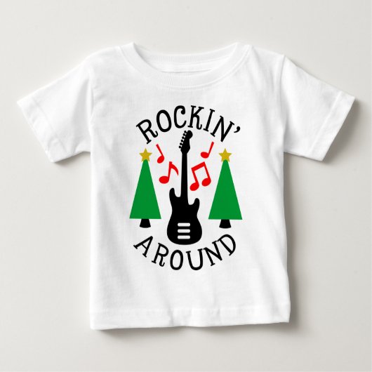 T-shirt Pour Bébé Rockin' autour de l'arbre de Noël (Devant)