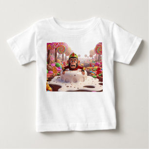 T-shirt Pour Bébé Roi singe 3D drôle piégé dans un bonbon qui fond W