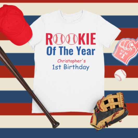T-shirt Pour Bébé Rookie Baseball 1er anniversaire