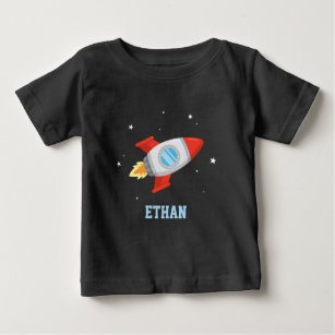 T-shirt Pour Bébé Roquette rouge et gris dans l'espace