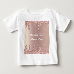 T-shirt Pour Bébé Rose Gold Blush Parties scintillant Drivers Nom Ba