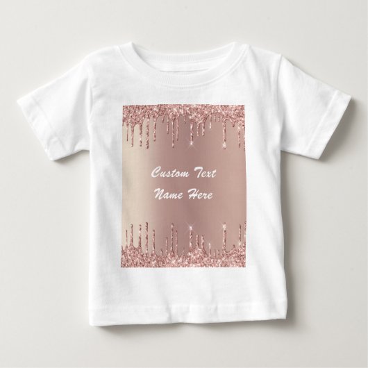 T-shirt Pour Bébé Rose Gold Blush Parties scintillant Drivers Nom Ba (Devant)