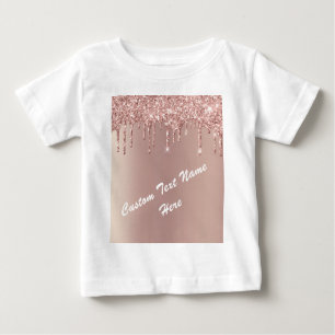 T-shirt Pour Bébé Rose Gold Blush Parties scintillant Nom du texte T