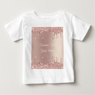 T-shirt Pour Bébé Rose Gold Parties scintillant personnalisé Nom du 