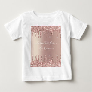 T-shirt Pour Bébé Rose Gold Parties scintillant personnalisée Votre