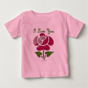T-shirt Pour Bébé Rose Pochoir Rose Je T'aime