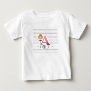 T-shirt Pour Bébé Rose poudré « A » Ballerine Monogramme