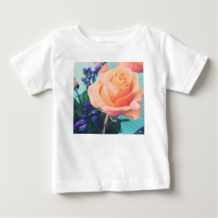 T-shirt Pour Bébé rose rose jaune et rose avec fond de menthe