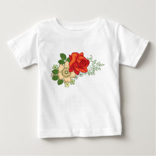 T-shirt Pour Bébé Rose rouge et marguerites