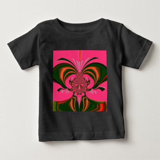 T-shirt Pour Bébé Rose rouge or vert (Devant)