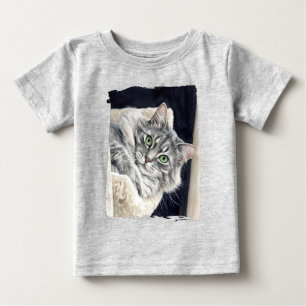 T-shirt Pour Bébé Rose un chat aux yeux verts saisissants