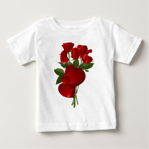 T-shirt Pour Bébé Roses et Coeurs rouges étonnants