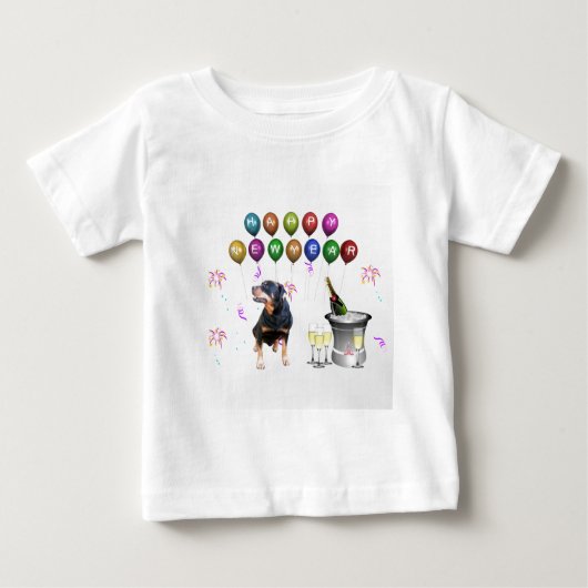 T-shirt Pour Bébé Rottweiler Chien Bonne Année (Devant)
