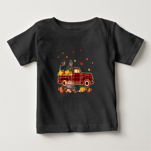 T-shirt Pour Bébé Rottweiler Citrouille Camion Automne Leaf Thanksgi (Devant)