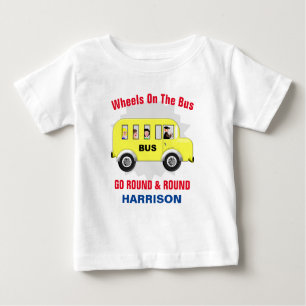 T-shirt Pour Bébé Roues Sur Le Bus Enfants Cute Personnalisé