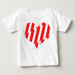 T-shirt Pour Bébé Rouge Abstrait n Blancs Valentine Coeur