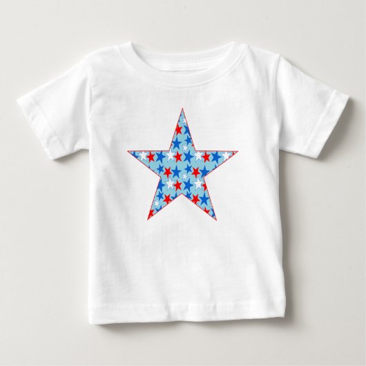 T-shirt Pour Bébé Rouge Blanc & Bleu étoile des étoiles (Devant)