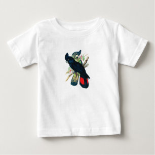 T-shirt Pour Bébé Rouge coupé la queue, Cockatoos. noirs (de