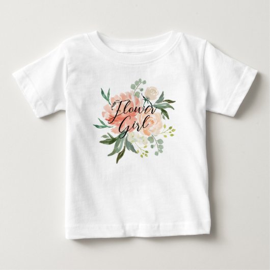 T-shirt Pour Bébé Rouge Floral Fille Fleur (Devant)