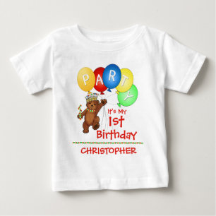 T-shirt Pour Bébé Royal Bear 1er anniversaire fête Personnalisée