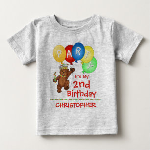 T-shirt Pour Bébé Royal Bear 2e fête d'anniversaire Personnalisé