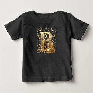 T-shirt Pour Bébé Royal Gold Letter B Luxury Snowman Baby Shirt