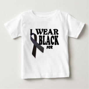 T-shirt Pour Bébé Ruban de conscience de mélanome je porte le noir