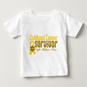 T-shirt Pour Bébé Ruban de fleur de survivant de Cancer d'enfance