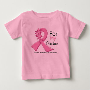T-shirt Pour Bébé Ruban rose Pour Mon Professeur - Cancer Du Sein