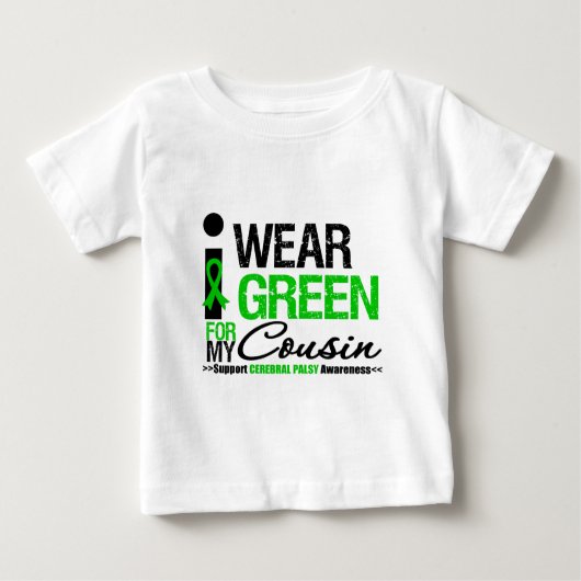 T-shirt Pour Bébé Ruban vert d'usage de l'infirmité motrice (Devant)