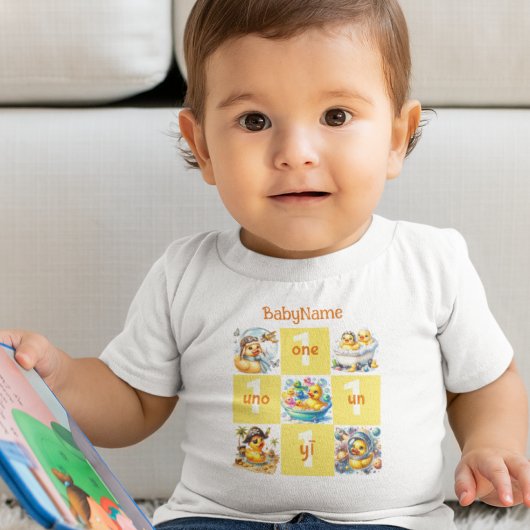 T-shirt Pour Bébé Rubber Duck Premier anniversaire Plaisir multiling