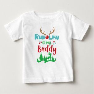T-shirt Pour Bébé Rudolph Est Mon Époux, Reindeer, Antlers, Noël