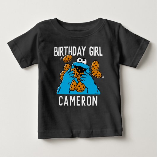 T-shirt Pour Bébé Rue Sésame | Cookie Monster 1er anniversaire (Devant)
