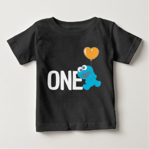 T-shirt Pour Bébé Rue Sésame   Cookie Monster 1er anniversaire