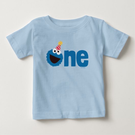 T-shirt Pour Bébé Rue Sésame | Cookie Monster One First Birday (Devant)