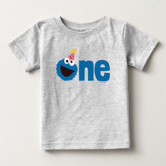 T-shirt Pour Bébé Rue Sésame | Cookie Monster One First Birday (Devant)