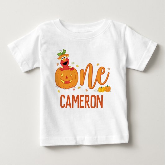 T-shirt Pour Bébé Rue Sésame - Elmo | Citrouille 1er anniversaire (Devant)