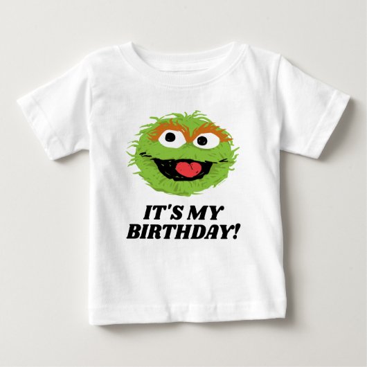 T-shirt Pour Bébé Rue Sésame | Oscar le Grouch C'est mon anniversair (Devant)