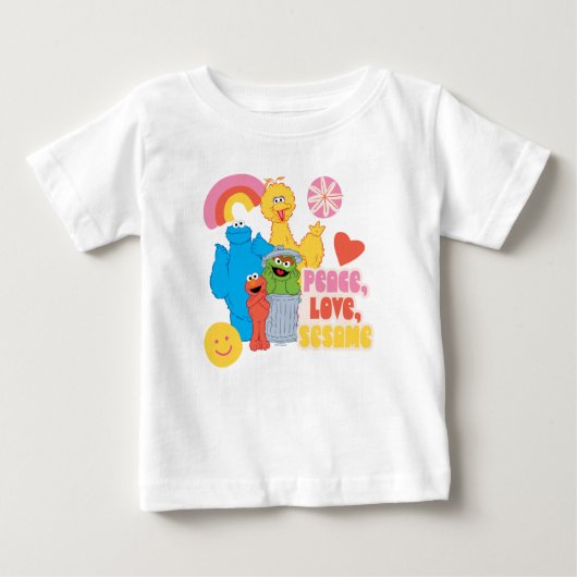T-shirt Pour Bébé Rue Sésame | Paix, Amour, Sésame (Devant)