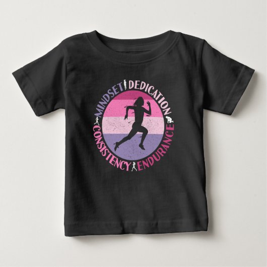 T-shirt Pour Bébé Running Mindset - Citation d'endurance de la fille (Devant)