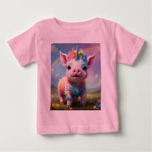 T-shirt Pour Bébé "Sabots Magiques : Le Cochon Licorne Arc-en-Ciel"