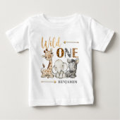 T-shirt Pour Bébé Safari PERSONNALISÉ WILD ONE Premier anniversaire (Devant)