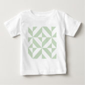 T-shirt Pour Bébé Sage Green Geometric Deco Cube Pattern (Devant)