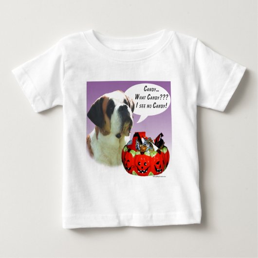 T-shirt Pour Bébé Saint Bernard Halloween Candy (Devant)