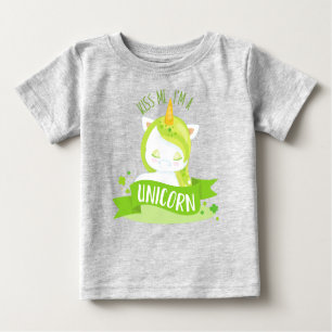 T-shirt Pour Bébé Saint Patrick, Clovers, Kiss Me Je suis Unicorne
