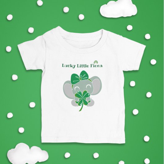 T-shirt Pour Bébé Saint Patrick Elephant Vert Clover Arc-en-ciel Ann