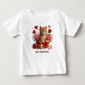 T-shirt Pour Bébé Saint-Valentin Chatons Rouges coeurs et roses (Devant)