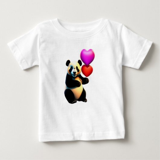 T-shirt Pour Bébé Saint Valentin, Panda & Heart Balloon, Saint Valen (Devant)