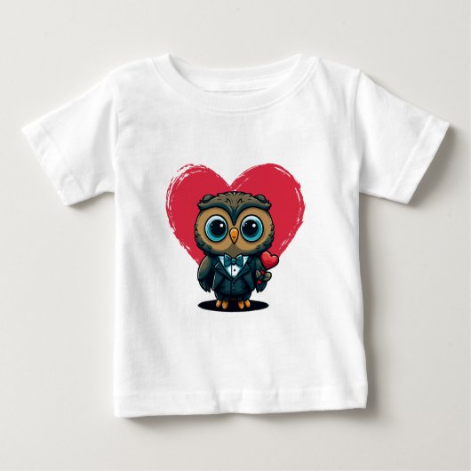 T-shirt Pour Bébé Saint Valentin Romance avec la salle Adorable Owl (Devant)